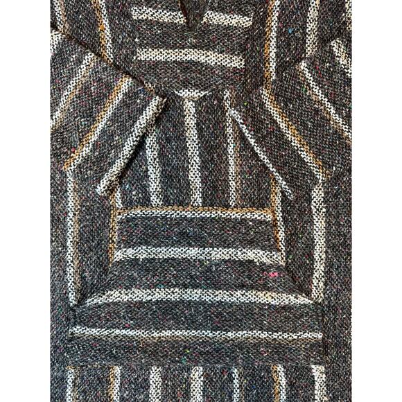 Mexican Baja Hoodie Gray Black Drug Rug Pocket Men’s size Medium - Picture 5 of 9